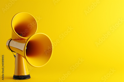 megaphone advertising concept with big copy space for text yellow background