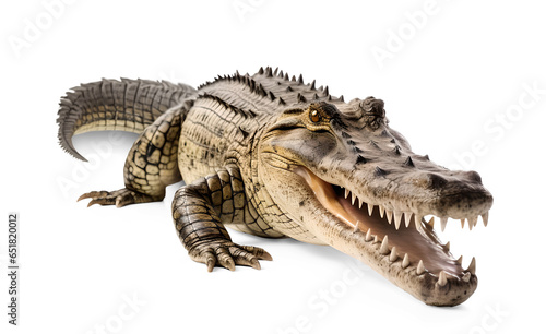 Crocodile with open mouth on isolated transparent background