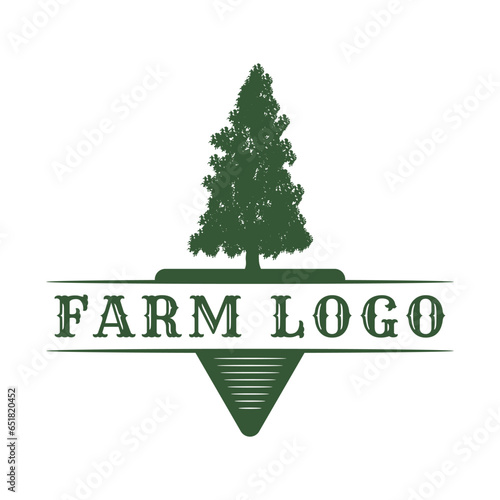 agriculture logo vector. oak tree logo