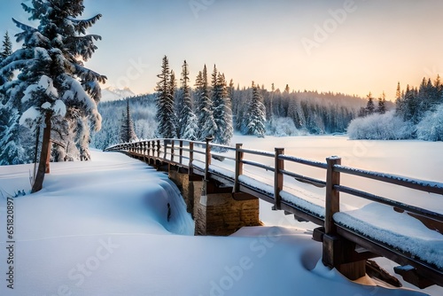 winter landscape in the morning generated ai © Abubakar