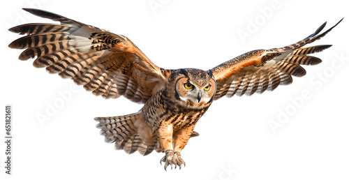 flying owl on isolated png background