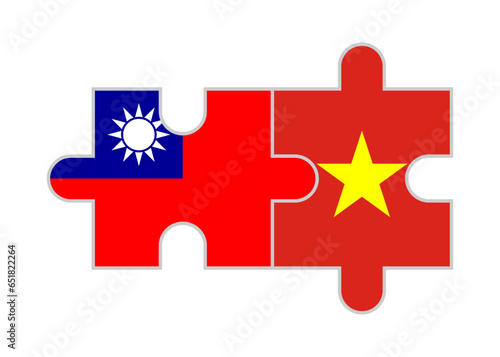 puzzle pieces of taiwan and vietnam flags. vector illustration isolated on white background