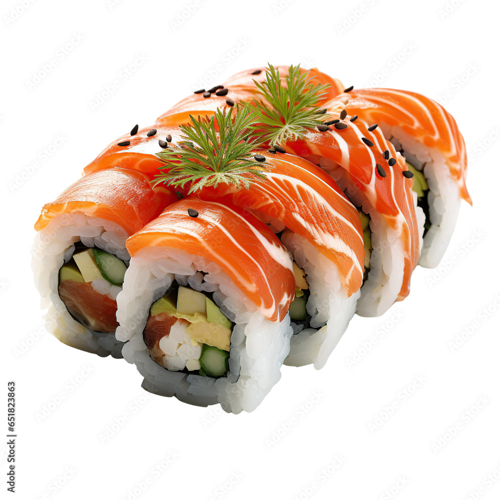 Sushi, isolated on transparent background cutout. Sushi, isolated on transparent background cutout.