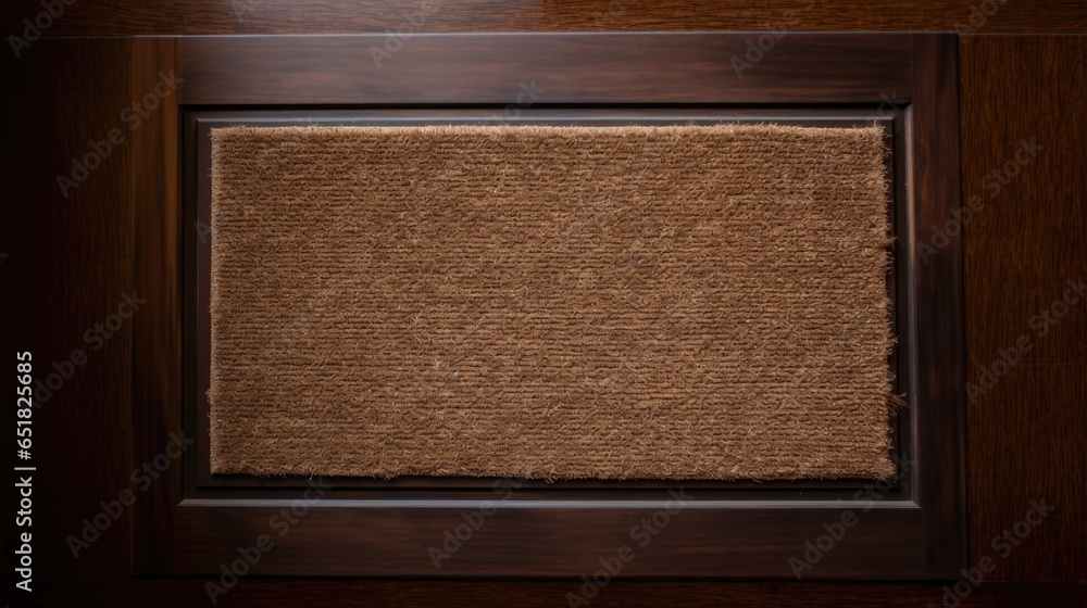 Blank brown door mat on the floor at home. - obrazy, fototapety, plakaty 