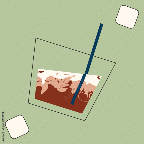 White Russian cocktail vector illustration