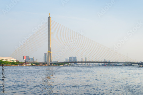 The Rama VIII Bridge over the Chao Phraya River, Bangkok