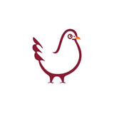 Vector logo template chicken made in a linear style isolated