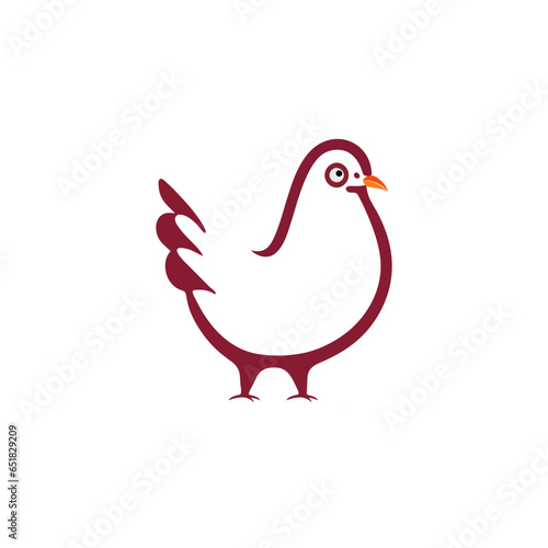 Vector logo template chicken made in a linear style isolated