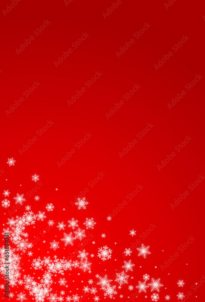 Gray Snowfall Vector Red Background. Sky White