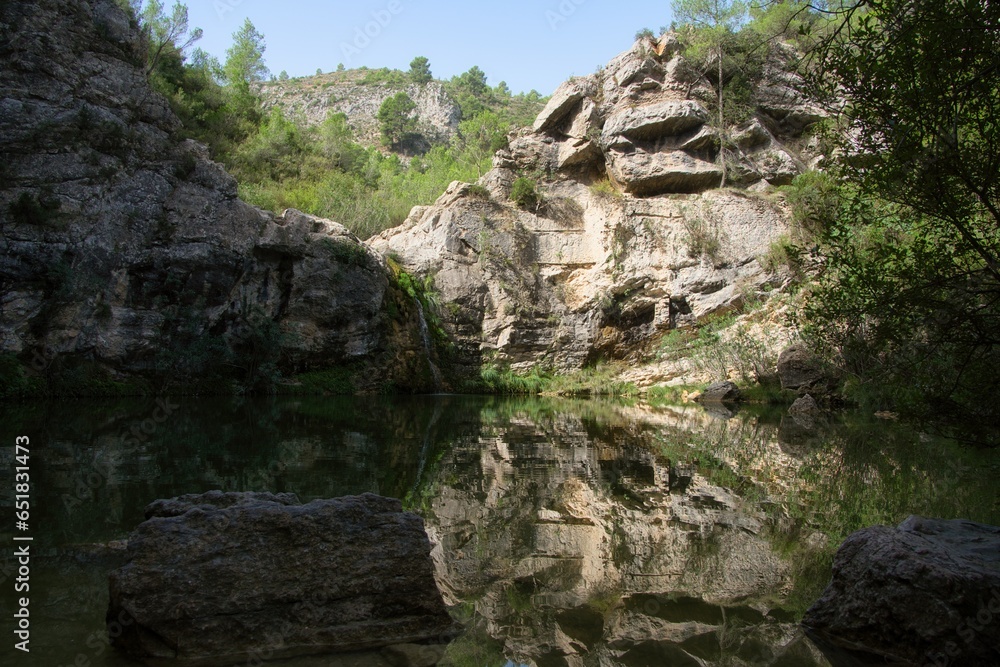 Natural scenery with mountains and a lake. Enchanted Ravine, Spain