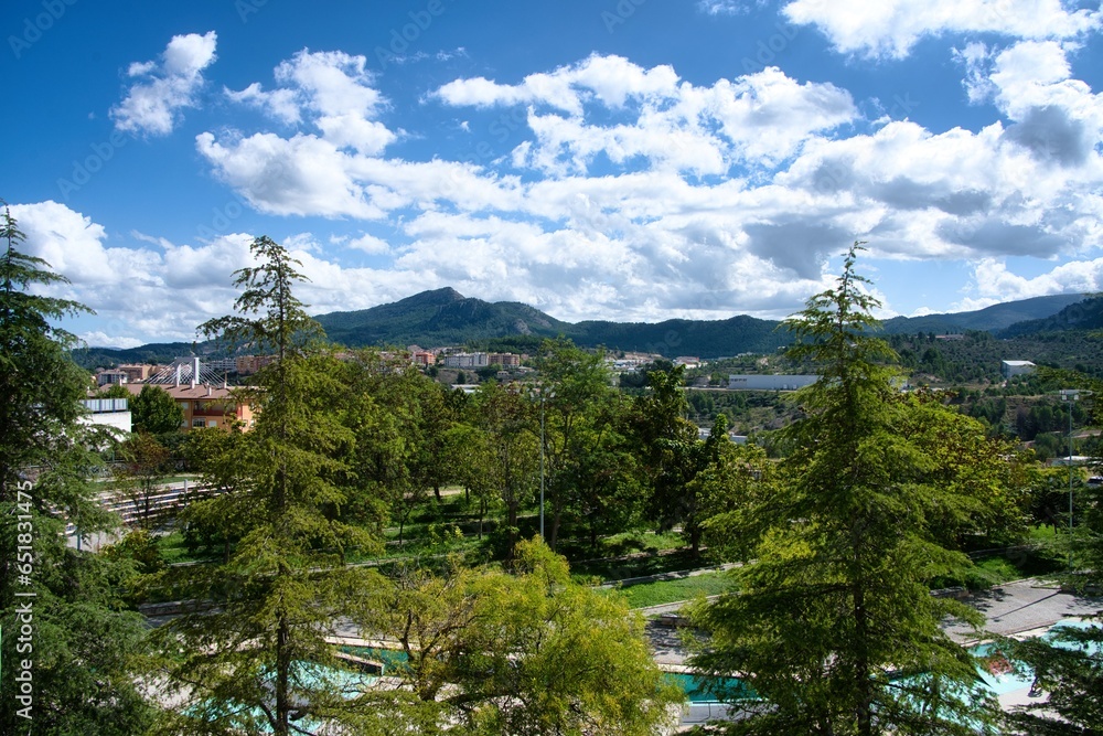Vistas panoramicas del entorno de Alcoy desde el Parque dels Vents. Spain.