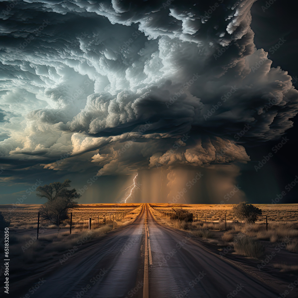 storm clouds over the road