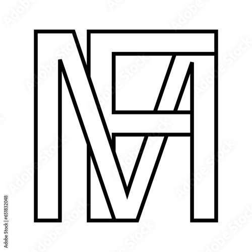 Logo sign mf fm icon double letters logotype m f