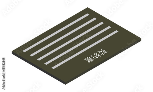 契約書（横型・アイソメ置き・奥側左向き・書類・日本語・モノクロ・1枚）