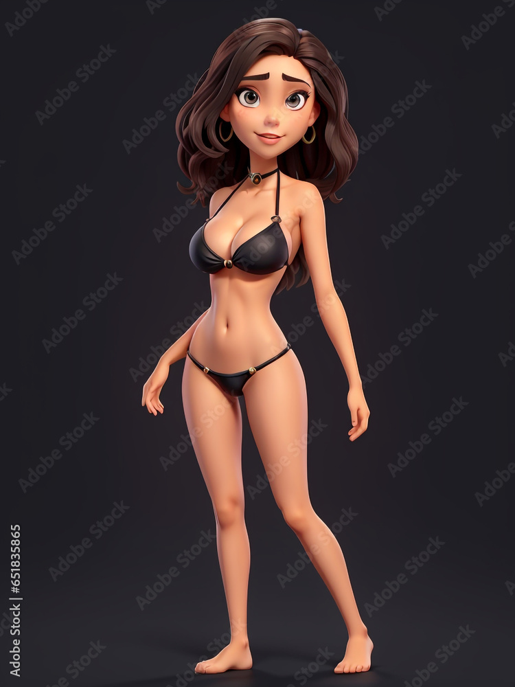 Fototapeta premium Beautiful female model wearing sexy bikini 3D rendering 10