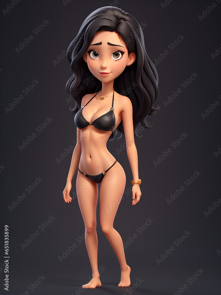 Fototapeta premium Beautiful female model wearing sexy bikini 3D rendering 11