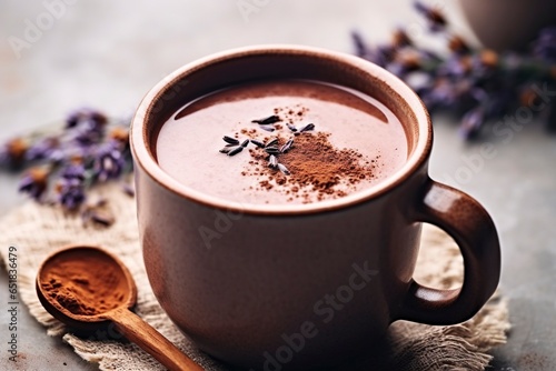 A warm and delicious cup of cocoa and coffee.