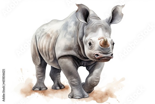 A majestic rhinoceros standing in the wilderness created with Generative AI technology