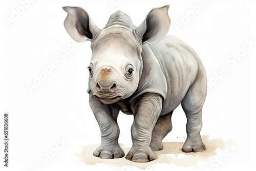 A rhinoceros staring directly at the camera created with Generative AI technology