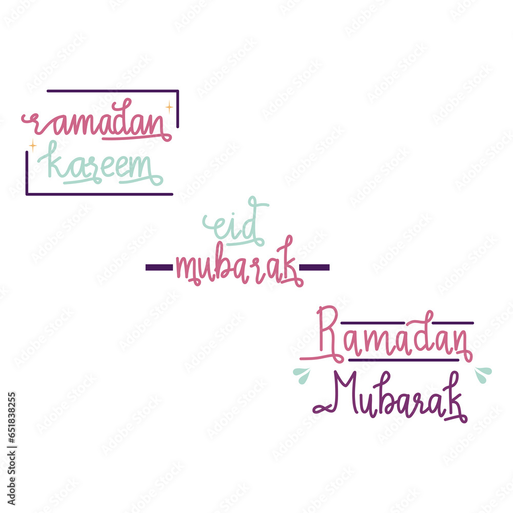 Set Of Islamic Greeting Lettering