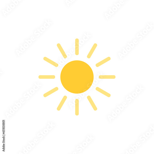 Sun vector icon with reflection, original color sun symbol