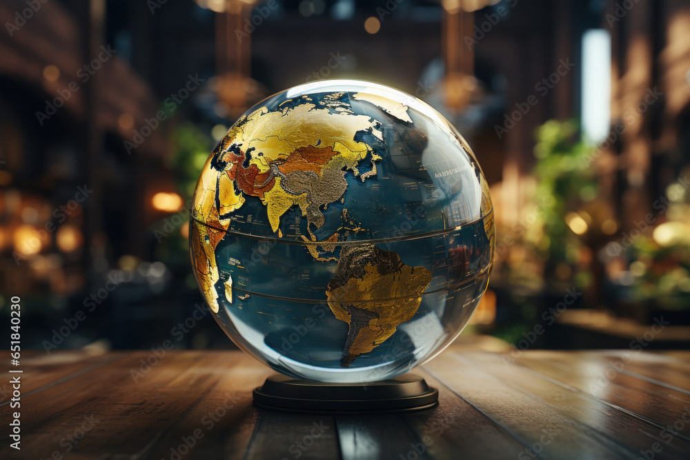 world globe made from glass