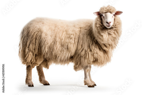 Long-haired sheep isolated on a white background