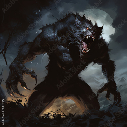 portrait of a wolf man in the jungle