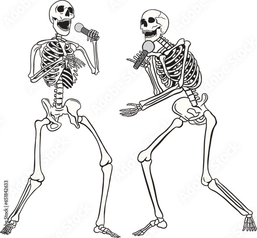 Skeleton singing joyfully