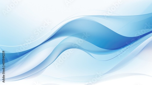 Blue long vector banner or background and various colors combined into smooth lines resembling long waves. © panu101