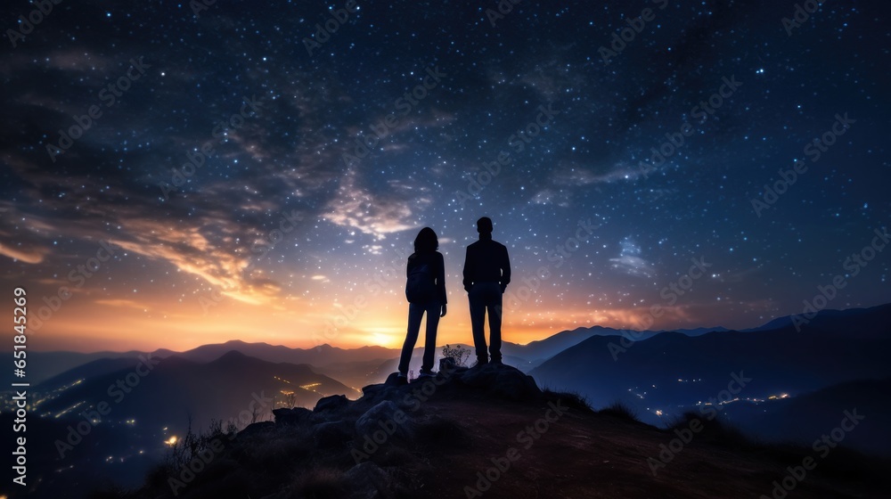 silhouette of a person on a mountain