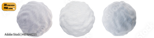 Snowballs with high resolution texture. Winter fun. 3D visualization without background.