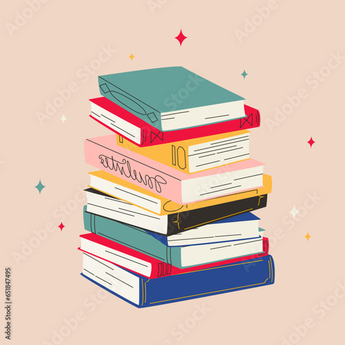 World book day. Stack of books isolated. Hand drawn educational vector illustrations