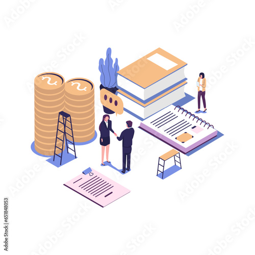 business porters a successful team. The investor holds money in ideas. financing of creative projects. woman and man business handshake vector