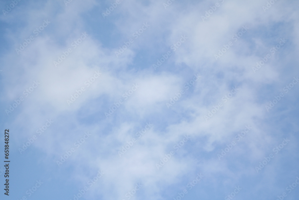 Sky background. Light blue sky with white clouds for publication, design, poster, calendar, post, screensaver, wallpaper, postcard, banner, cover, website. High quality photo