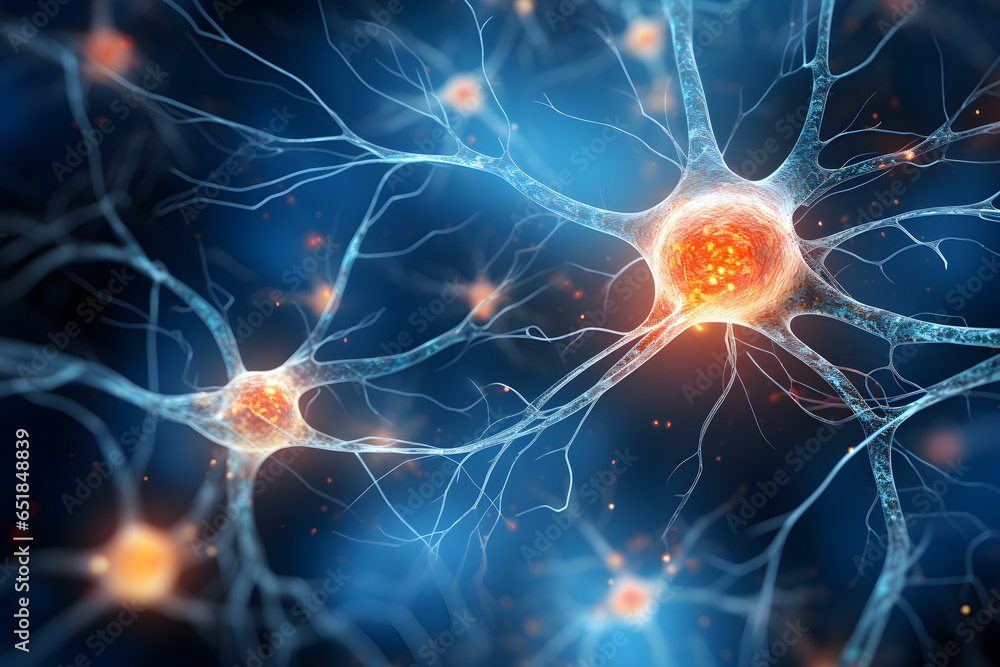 Neurons brain cell medical background, microscope science Neurons brain cell medical background, microscope science