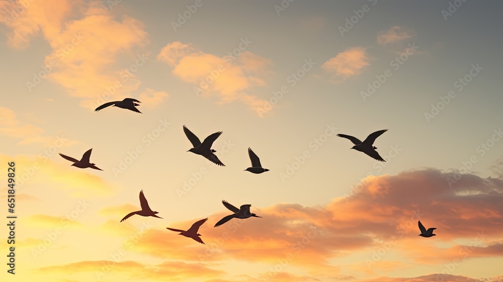 Birds Migrating in Formation