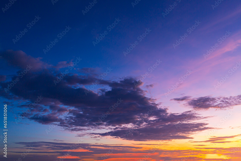 morning clouds and sky,Real amazing panoramic sunrise or sunset sky with gentle colorful clouds. Long panorama, crop it