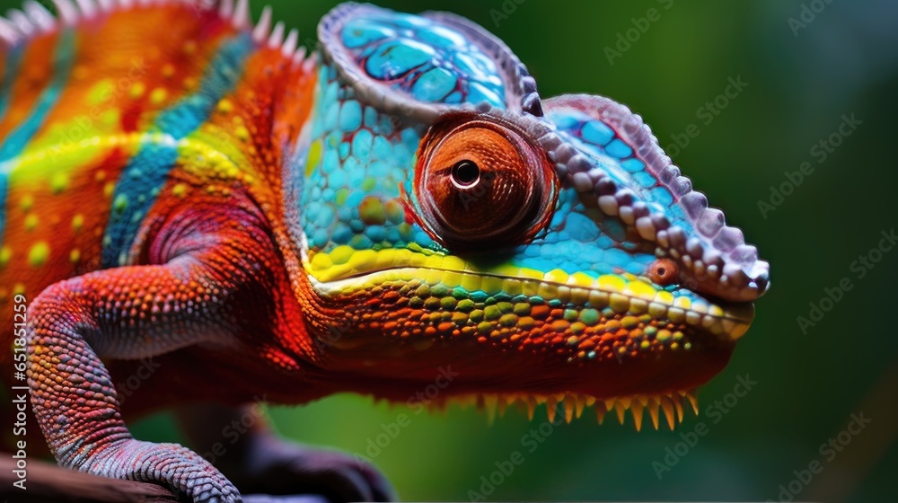 Closeup of a Colorful Chameleon Lizard Closeup of a Colorful Chameleon Lizard