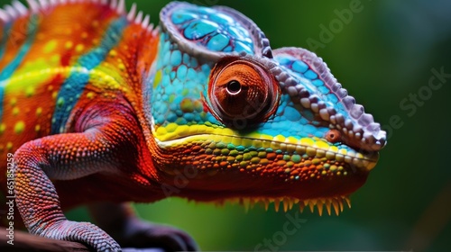 Closeup of a Colorful Chameleon Lizard