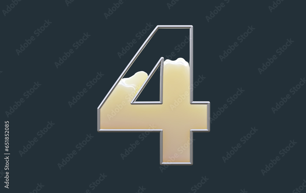 Fototapeta premium number four fill with liquid