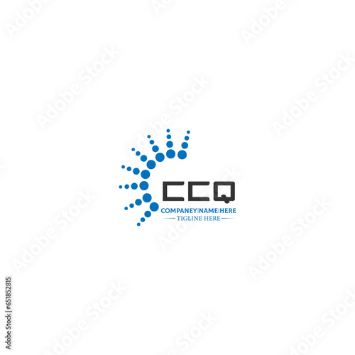 CCQ letter logo design in 3 style. CCQ polygon, circle, triangle, hexagon, flat and simple style with black and white color variation letter logo set in one artboard CCQ logo, CCQ.