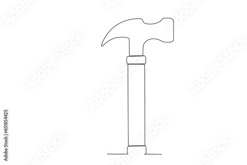 One continuous line drawing of an claw hammer. One line concept graphic design vector illustration of building construction tools
