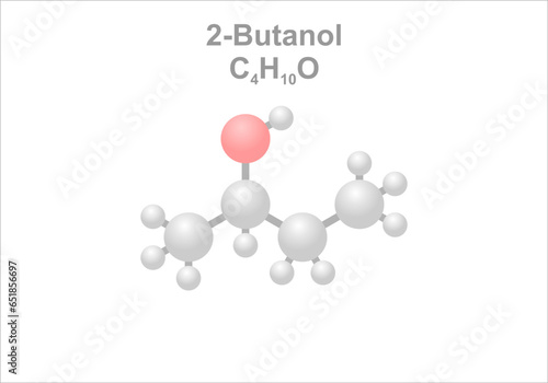 2-Butanol. Simplified scheme of the molecule. Use as solvent for nitrocellulose.