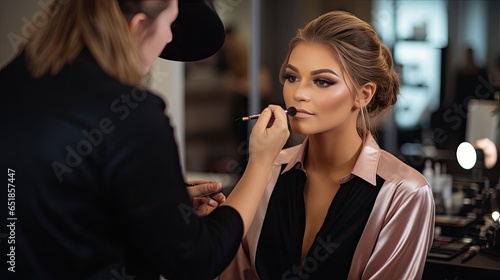 Makeup Artist Applying Makeup for Professional Photoshoots or Events