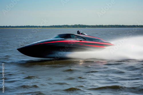 Sleek Racing Boat on the Water © AIproduction