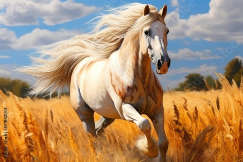 Elegant Equine in Full Stride Across a Scenic Landscape