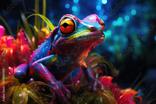 Eerie Honeycore Amphibian Amidst Cosmic Glow photo