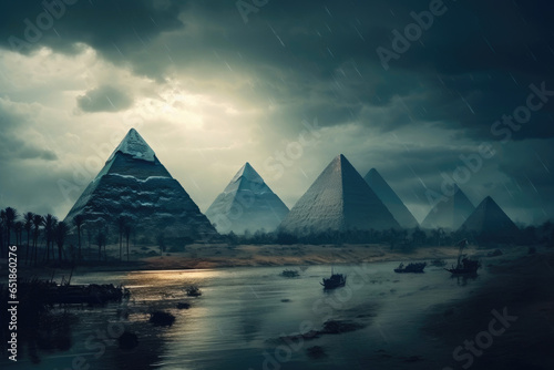 Majestic Dawn  Pyramids Along the Nile