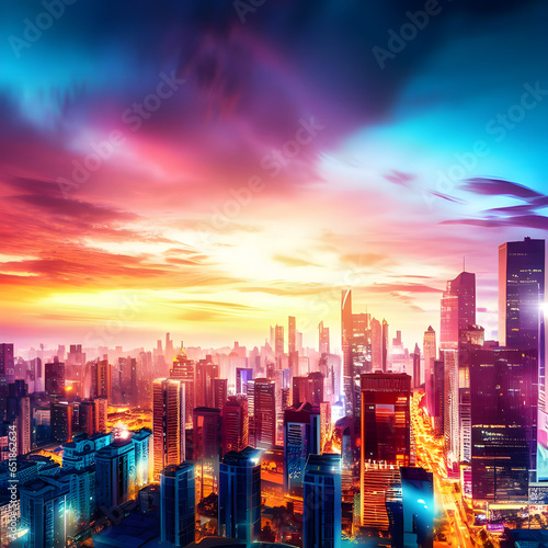 breathtaking city skyline view with skyscrapers